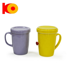 Hot sale color glaze handle ceramic mug with ceramic lid